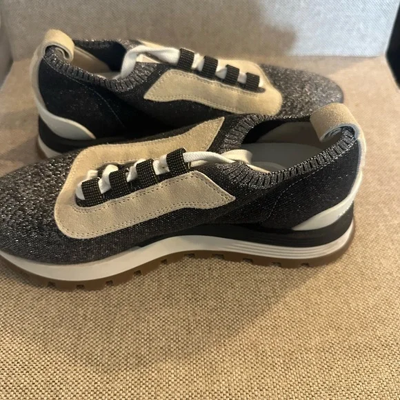 Brunello Cucinelli Charcoal and Beige Women's Sneakers - Picture 5 of 5